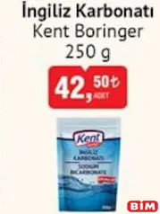 KENT BORİNGER İNGİLİZ KARBONATI 250 G fiyat ve kampanya bilgisi